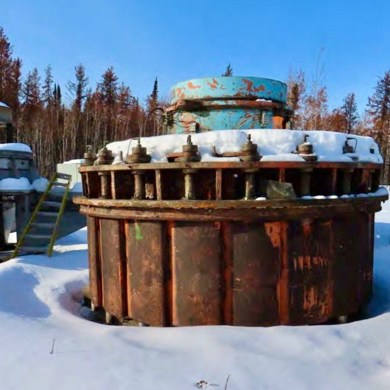 Old turbine parts at the Taltson hydro facility are seen in a February 2024 GNWT inspector's photo.